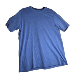 David Taylor Collection Short Sleeve Thick Blue Stripe Shirt Men's Size L